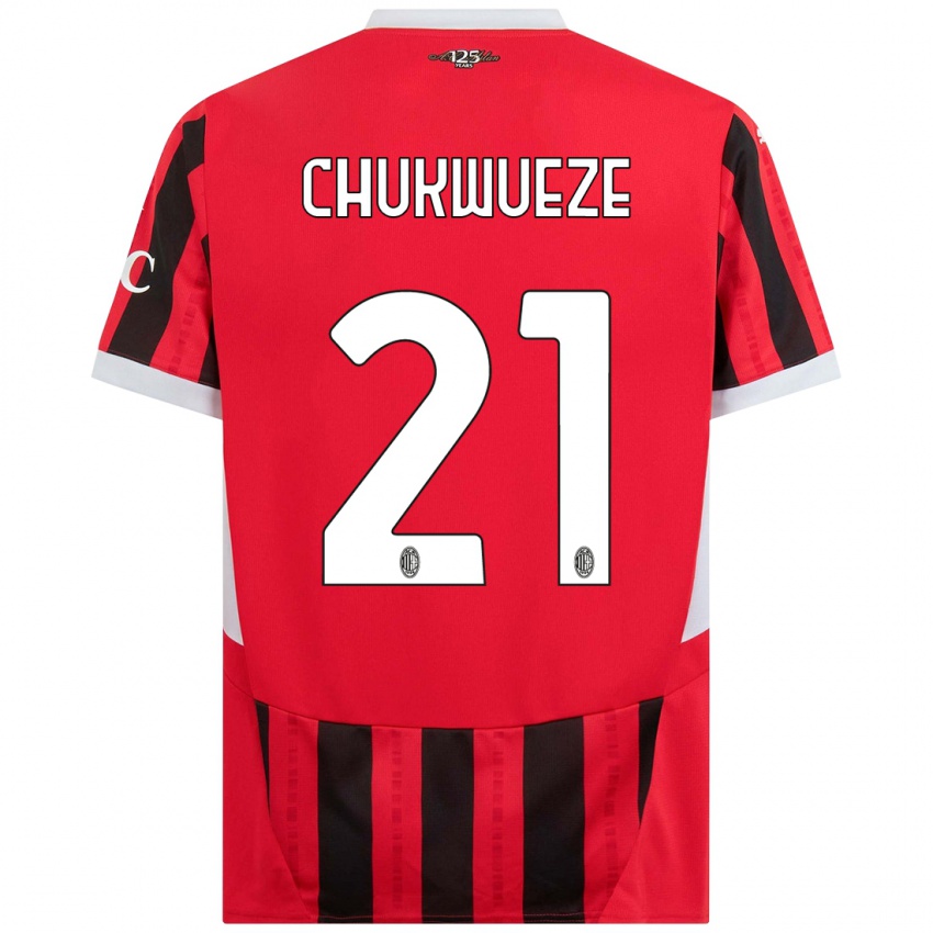 Homem Camisola Samuel Chukwueze #21 Vermelho Preto Principal 2024/25 Camisa Brasil