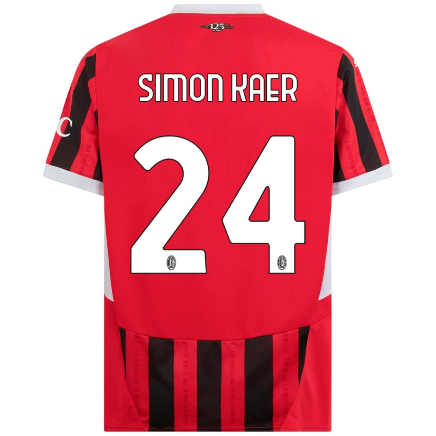 Homem Camisola Simon Kaer #24 Vermelho Preto Principal 2024/25 Camisa Brasil