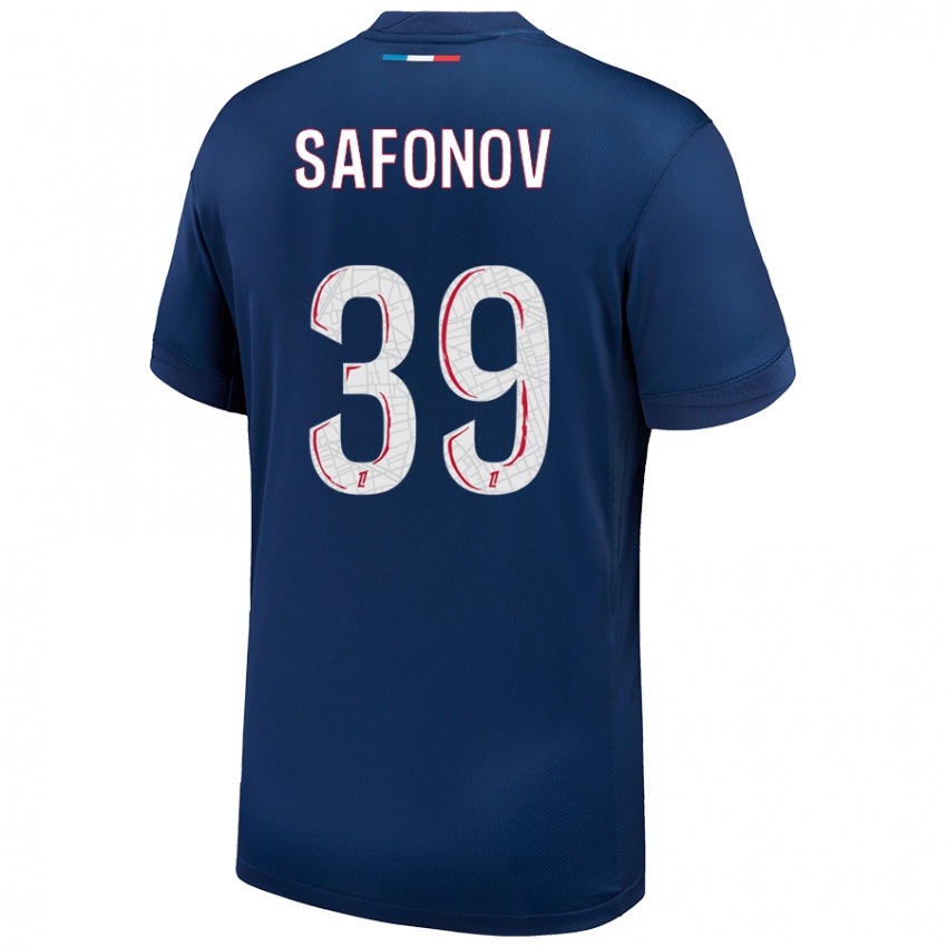 Homem Camisola Matvey Safonov #39 Azul Marinho Branco Principal 2024/25 Camisa Brasil