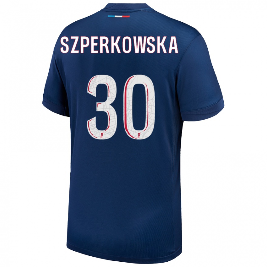 Homem Camisola Oliwia Szperkowska #30 Azul Marinho Branco Principal 2024/25 Camisa Brasil