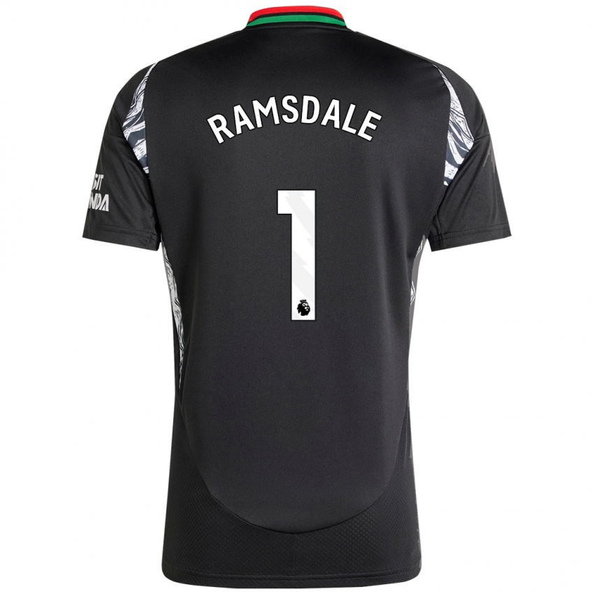 Homem Camisola Aaron Ramsdale #1 Preto Alternativa 2024/25 Camisa Brasil