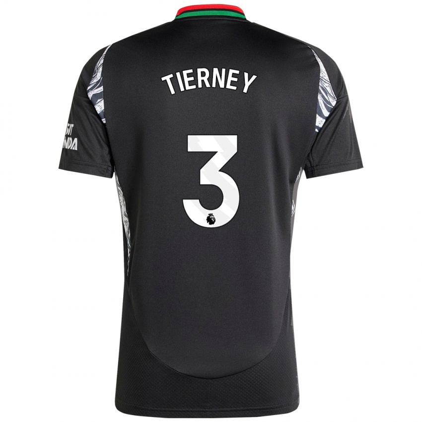 Homem Camisola Kieran Tierney #3 Preto Alternativa 2024/25 Camisa Brasil