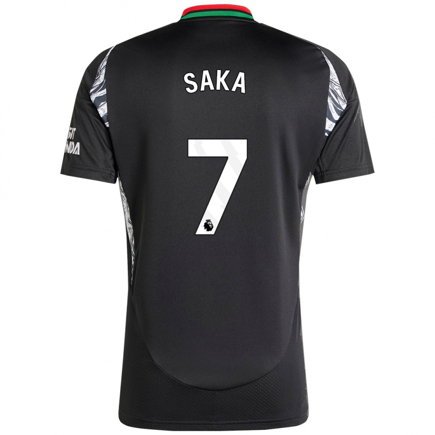 Homem Camisola Bukayo Saka #7 Preto Alternativa 2024/25 Camisa Brasil