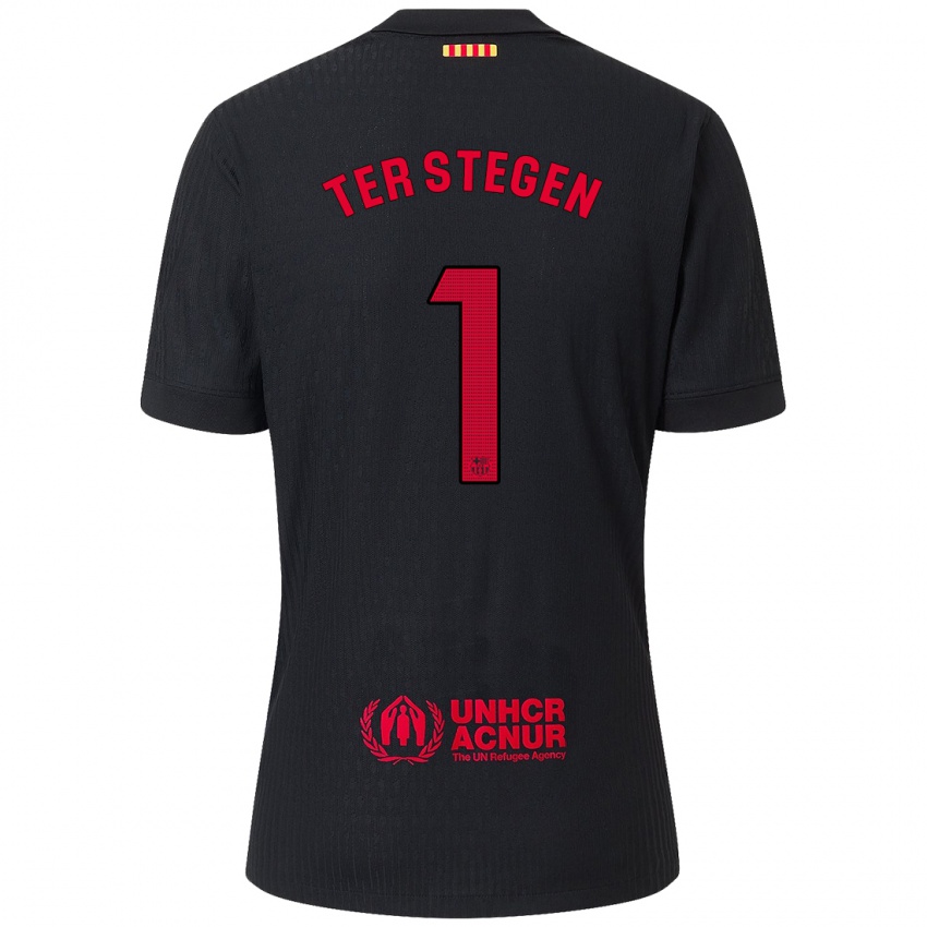 Homem Camisola Marc-Andre Ter Stegen #1 Vermelho Preto Alternativa 2024/25 Camisa Brasil