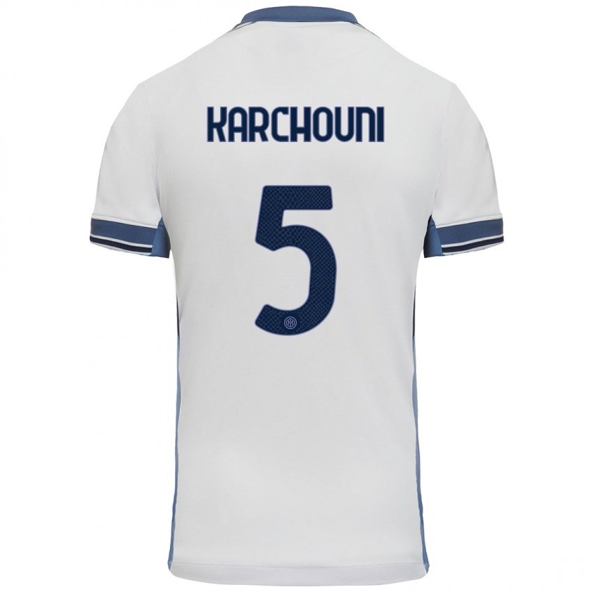 Homem Camisola Ghoutia Karchouni #5 Cinzento Branco Alternativa 2024/25 Camisa Brasil