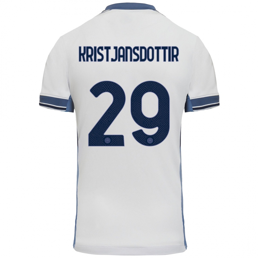 Homem Camisola Anna Bjork Kristjansdottir #29 Cinzento Branco Alternativa 2024/25 Camisa Brasil