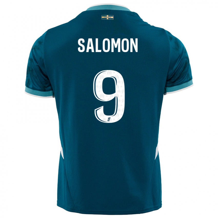 Homem Camisola Maeva Salomon #9 Azul Turquesa Alternativa 2024/25 Camisa Brasil