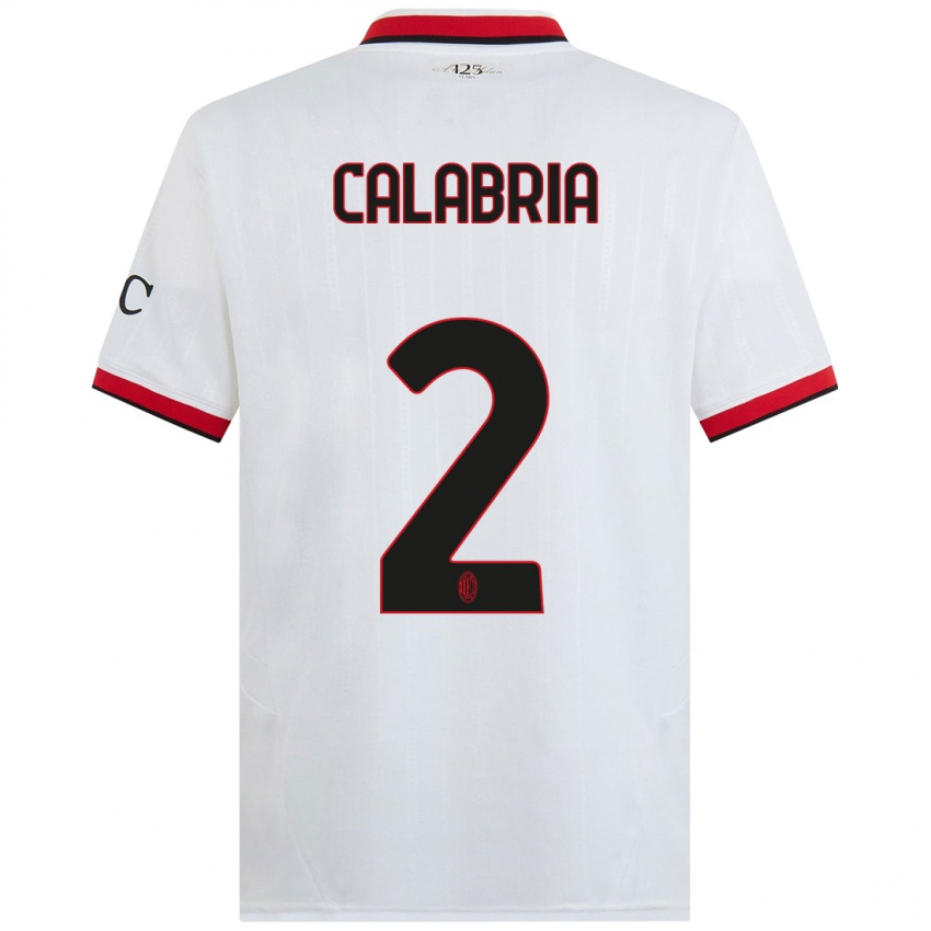 Homem Camisola Davide Calabria #2 Branco Preto Vermelho Alternativa 2024/25 Camisa Brasil