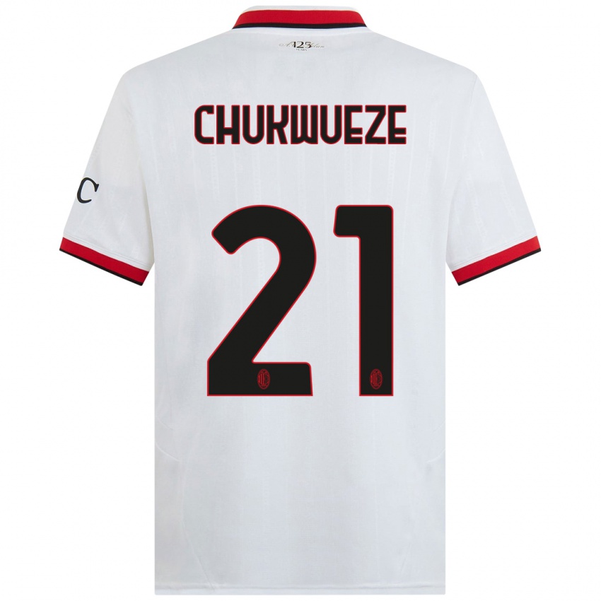 Homem Camisola Samuel Chukwueze #21 Branco Preto Vermelho Alternativa 2024/25 Camisa Brasil