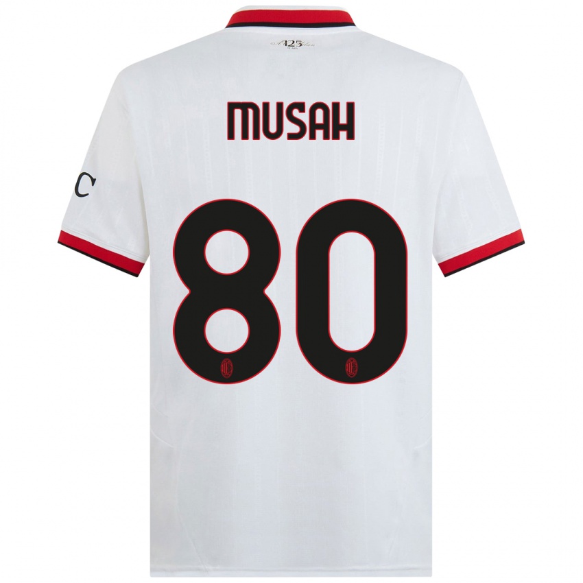 Homem Camisola Yunus Musah #80 Branco Preto Vermelho Alternativa 2024/25 Camisa Brasil