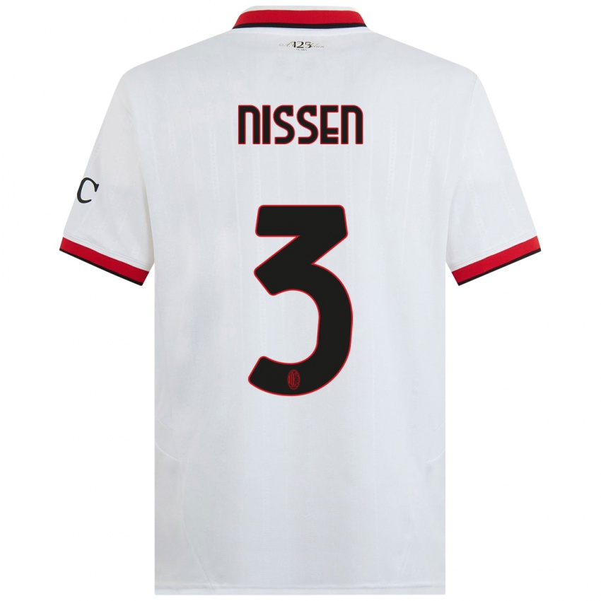 Homem Camisola Fredrik Nissen #3 Branco Preto Vermelho Alternativa 2024/25 Camisa Brasil