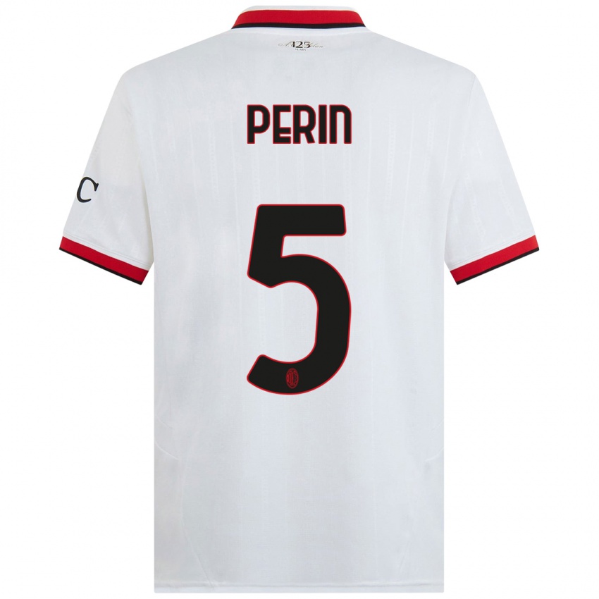 Homem Camisola Ernesto Perin #5 Branco Preto Vermelho Alternativa 2024/25 Camisa Brasil