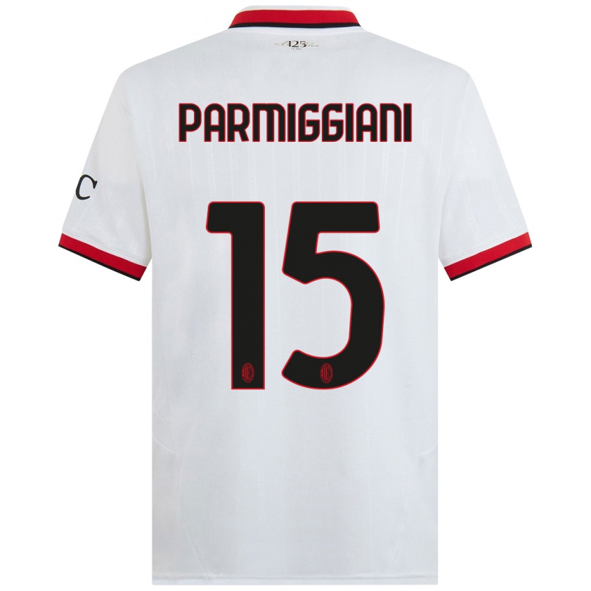 Homem Camisola Pietro Parmiggiani #15 Branco Preto Vermelho Alternativa 2024/25 Camisa Brasil