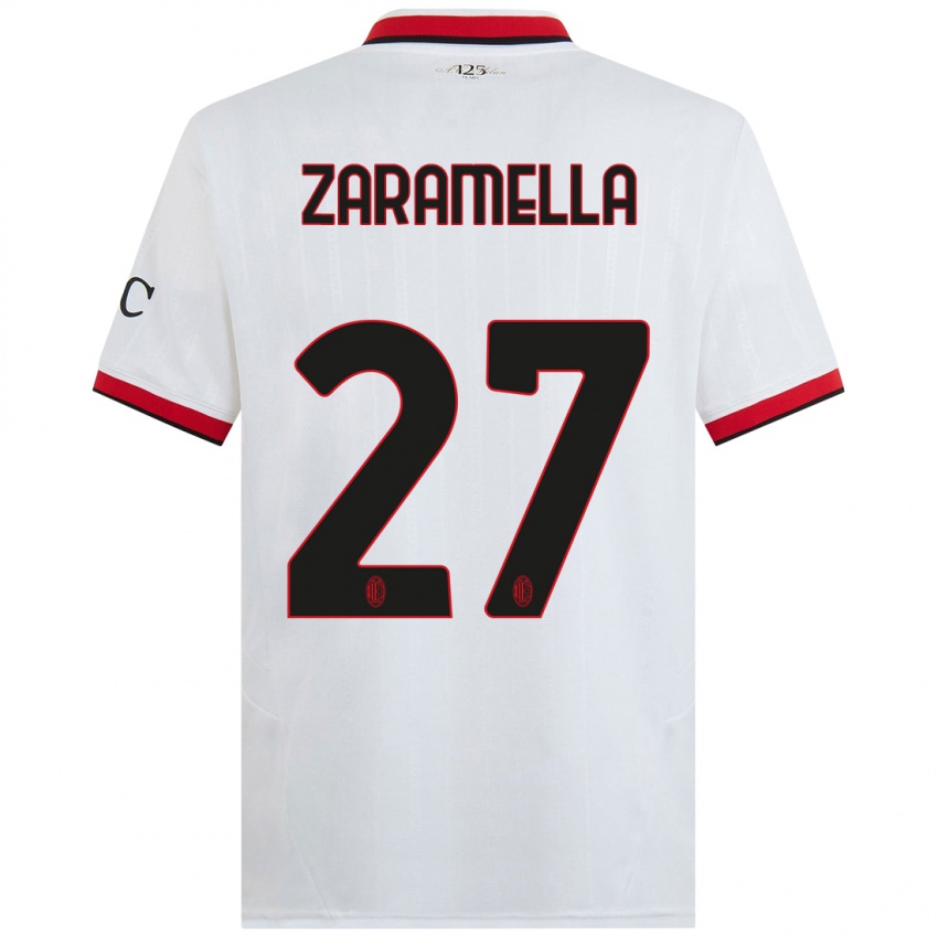 Homem Camisola Mattia Zaramella #27 Branco Preto Vermelho Alternativa 2024/25 Camisa Brasil