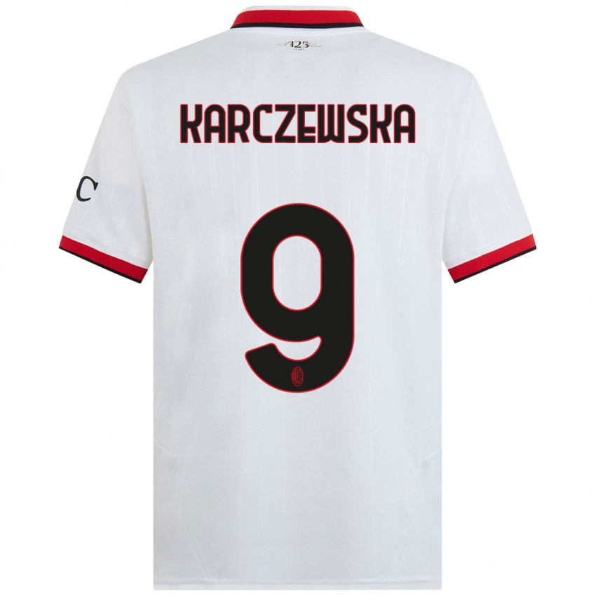 Homem Camisola Nikola Karczewska #9 Branco Preto Vermelho Alternativa 2024/25 Camisa Brasil