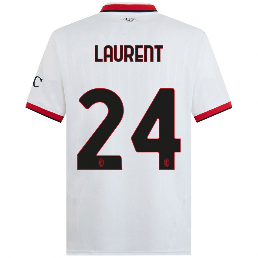 Homem Camisola Emelyne Laurent #24 Branco Preto Vermelho Alternativa 2024/25 Camisa Brasil