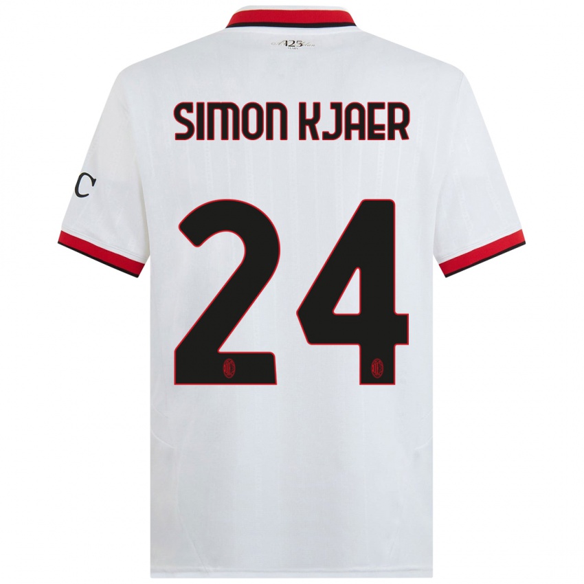 Homem Camisola Simon Kjaer #24 Branco Preto Vermelho Alternativa 2024/25 Camisa Brasil