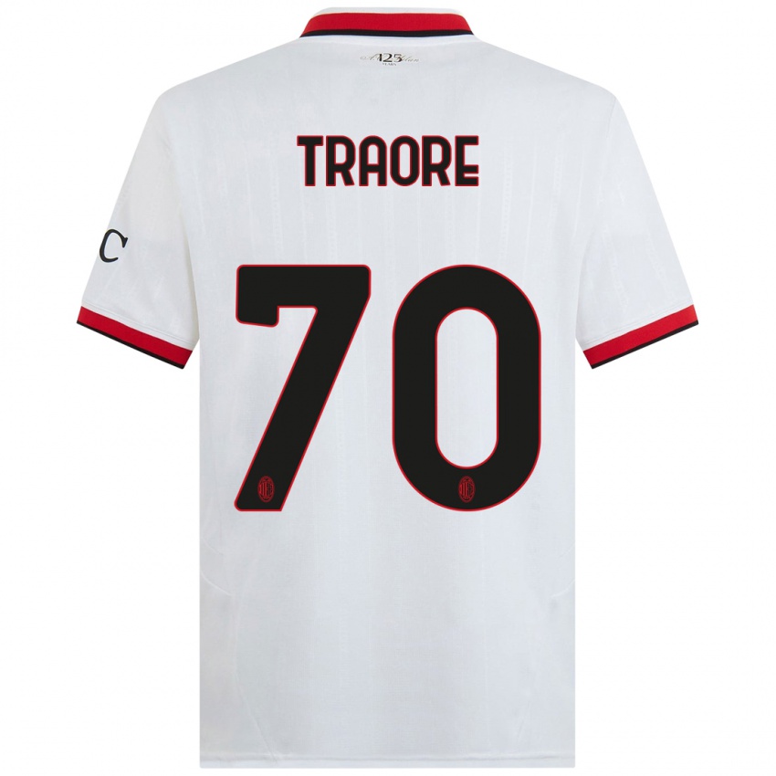 Homem Camisola Chaka Traore #70 Branco Preto Vermelho Alternativa 2024/25 Camisa Brasil