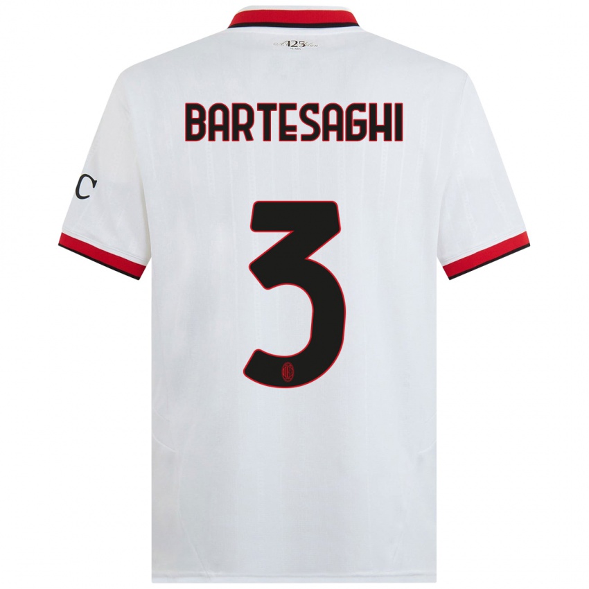 Homem Camisola Davide Bartesaghi #3 Branco Preto Vermelho Alternativa 2024/25 Camisa Brasil