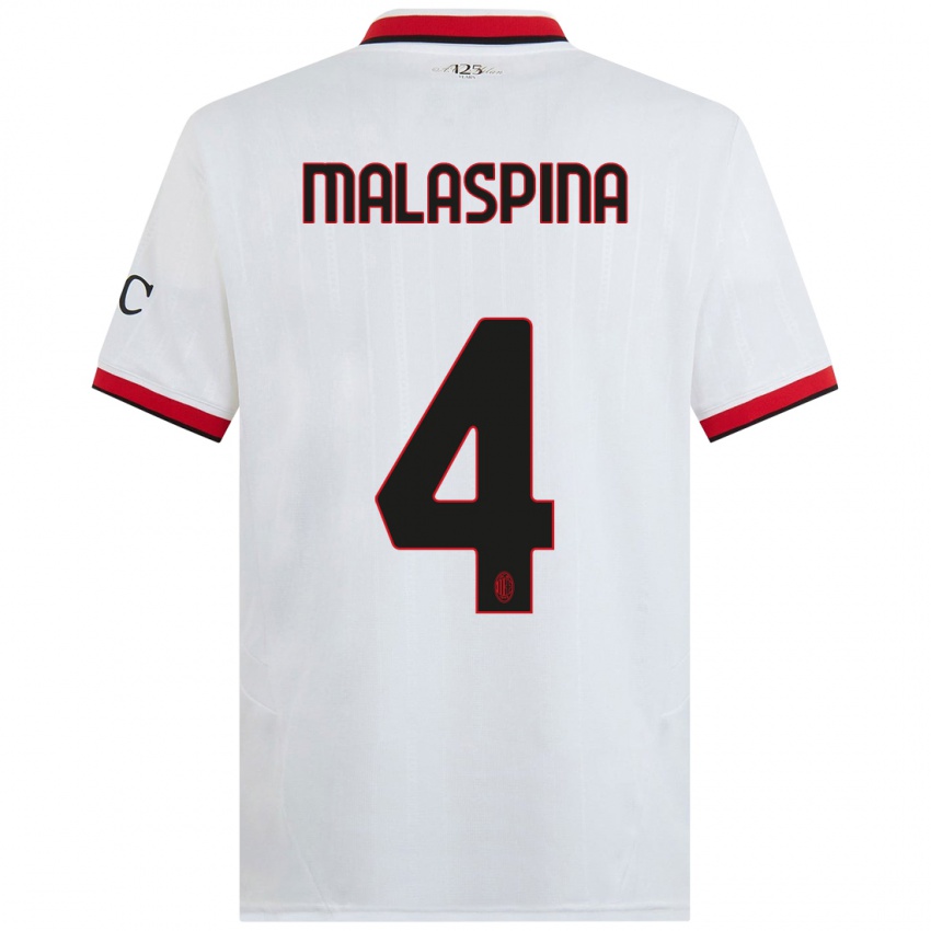 Homem Camisola Mattia Malaspina #4 Branco Preto Vermelho Alternativa 2024/25 Camisa Brasil