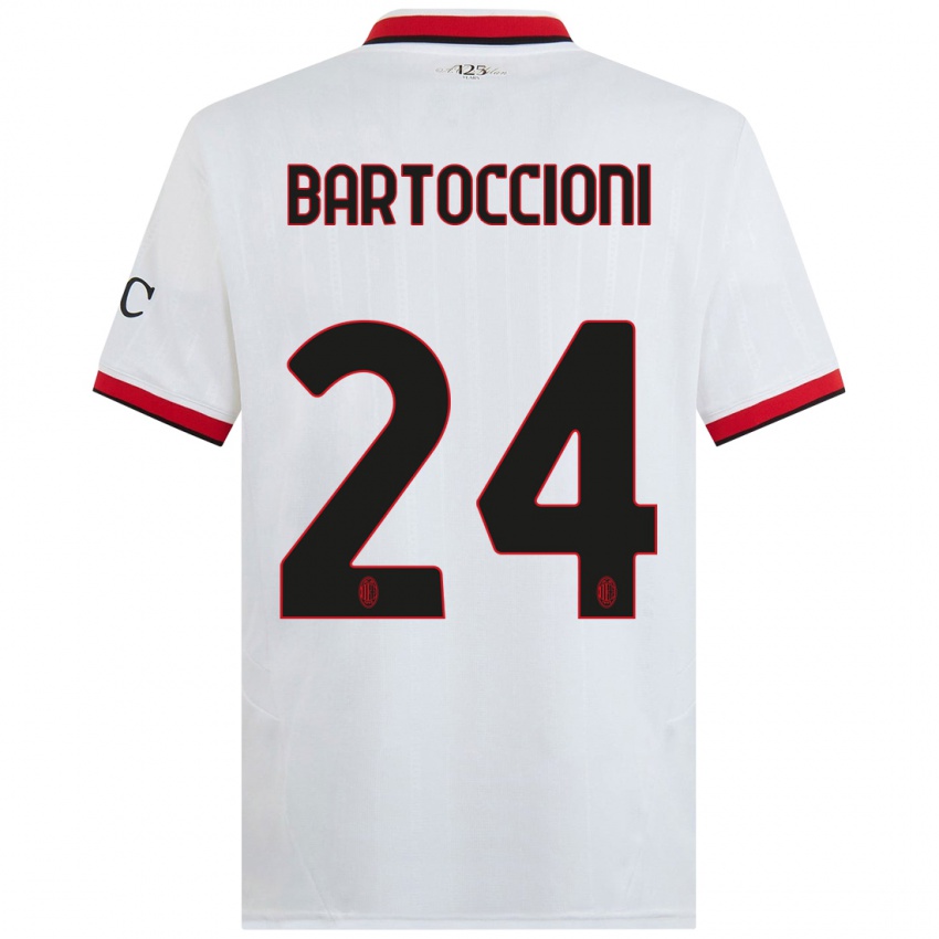 Homem Camisola Andrea Bartoccioni #24 Branco Preto Vermelho Alternativa 2024/25 Camisa Brasil