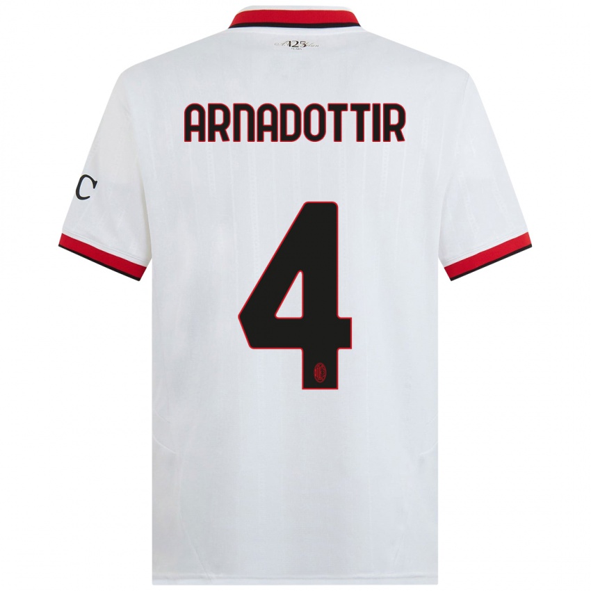 Homem Camisola Guony Arnadottir #4 Branco Preto Vermelho Alternativa 2024/25 Camisa Brasil