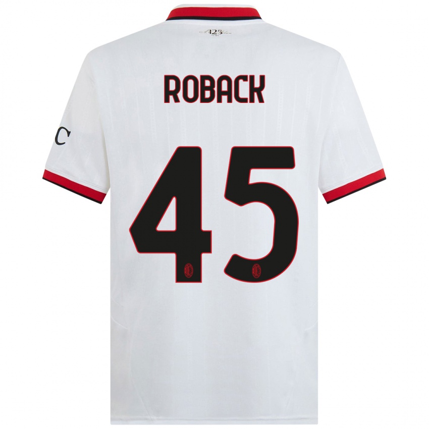 Homem Camisola Emil Roback #45 Branco Preto Vermelho Alternativa 2024/25 Camisa Brasil