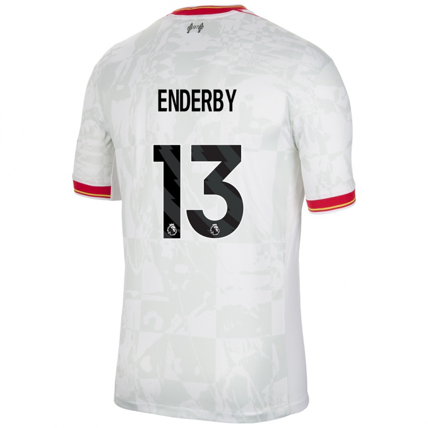 Homem Camisola Mia Enderby #13 Branco Vermelho Preto Terceiro 2024/25 Camisa Brasil