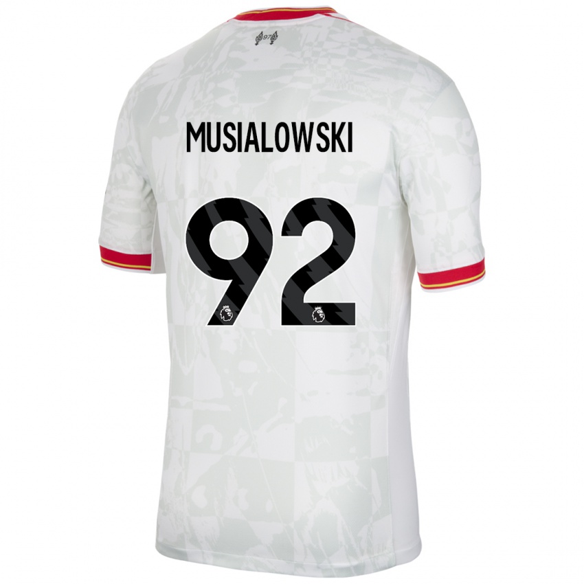 Homem Camisola Mateusz Musialowski #92 Branco Vermelho Preto Terceiro 2024/25 Camisa Brasil