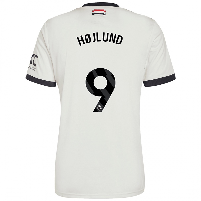 Homem Camisola Rasmus Højlund #9 Off White Terceiro 2024/25 Camisa Brasil