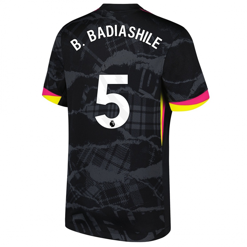 Homem Camisola Benoît Badiashile #5 Rosa Preto Terceiro 2024/25 Camisa Brasil