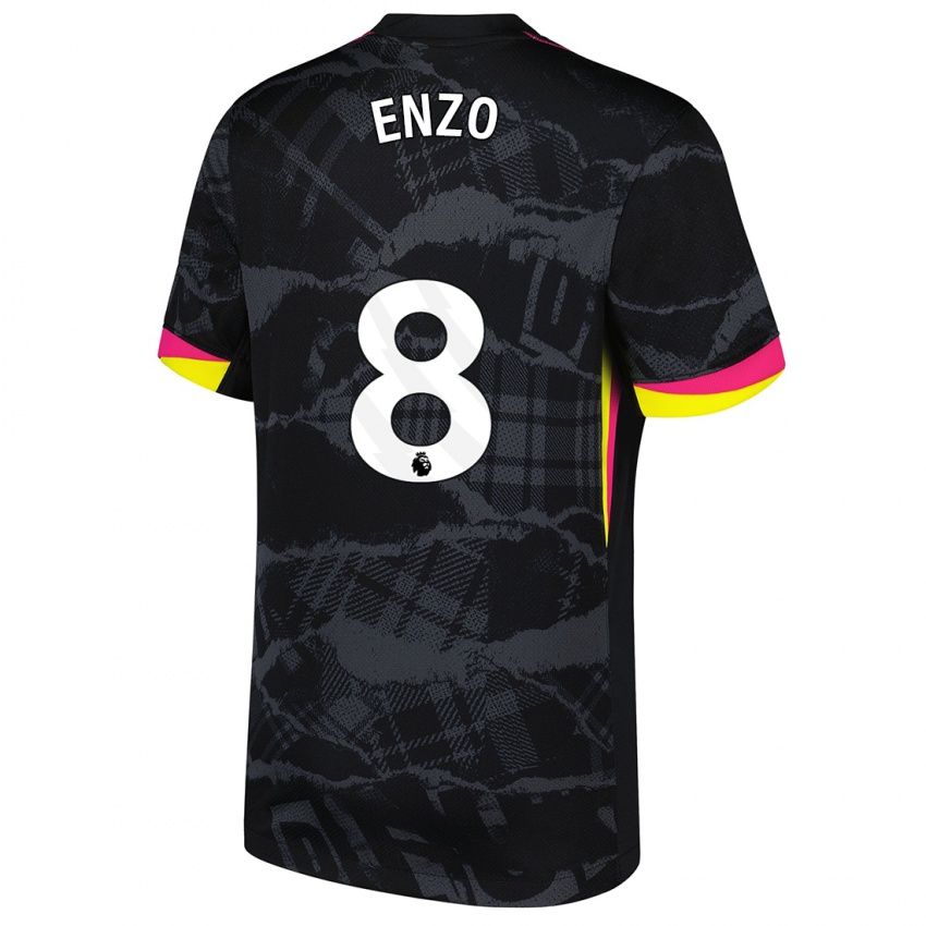 Homem Camisola Enzo Fernández #8 Rosa Preto Terceiro 2024/25 Camisa Brasil