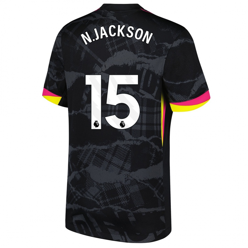 Homem Camisola Nicolas Jackson #15 Rosa Preto Terceiro 2024/25 Camisa Brasil