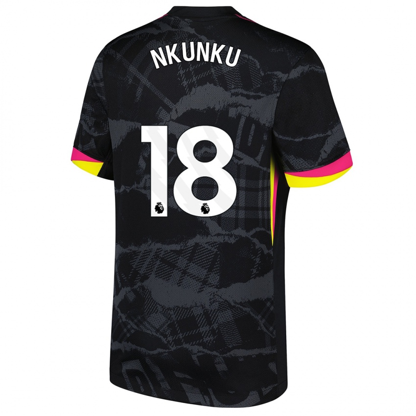 Homem Camisola Christopher Nkunku #18 Rosa Preto Terceiro 2024/25 Camisa Brasil