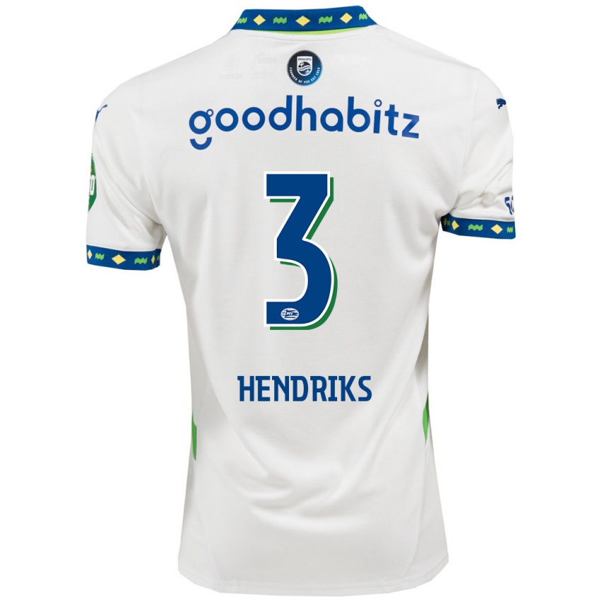 Homem Camisola Gwyneth Hendriks #3 Branco Azul Escuro Terceiro 2024/25 Camisa Brasil