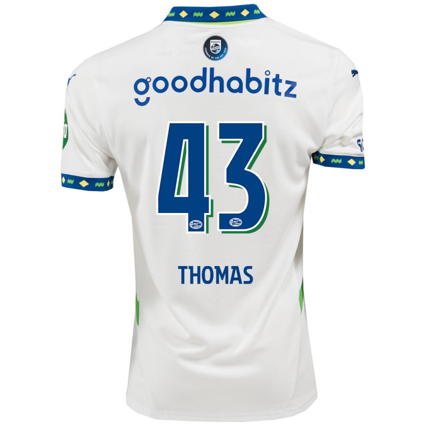 Homem Camisola Kealyn Thomas #43 Branco Azul Escuro Terceiro 2024/25 Camisa Brasil