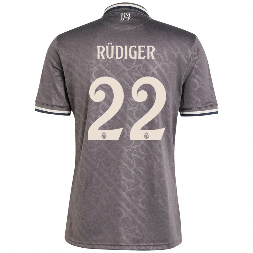 Homem Camisola Antonio Rudiger #22 Carvão Terceiro 2024/25 Camisa Brasil