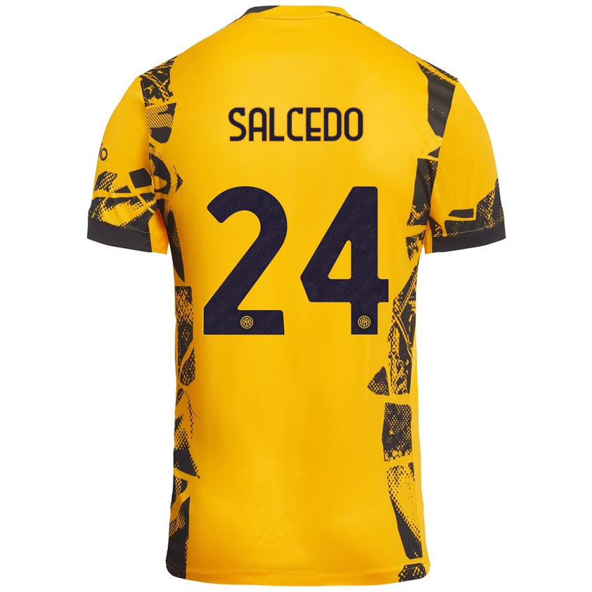 Homem Camisola Eddie Salcedo #24 Ouro Preto Terceiro 2024/25 Camisa Brasil