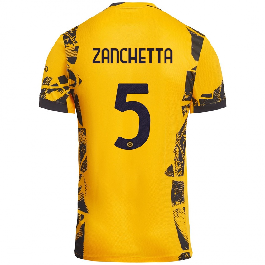 Homem Camisola Mattia Zanchetta #5 Ouro Preto Terceiro 2024/25 Camisa Brasil