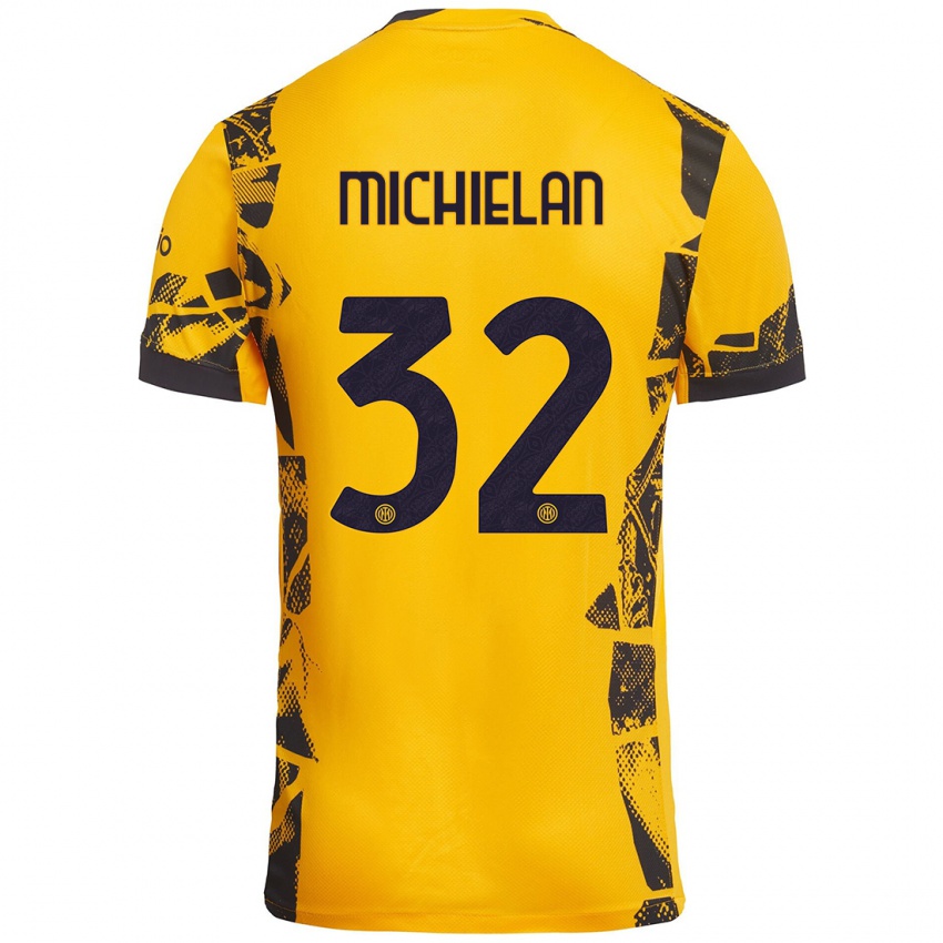 Homem Camisola Mattia Michielan #32 Ouro Preto Terceiro 2024/25 Camisa Brasil