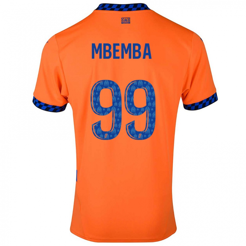 Homem Camisola Chancel Mbemba #99 Laranja Azul Escuro Terceiro 2024/25 Camisa Brasil