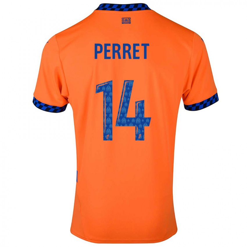 Homem Camisola Jenny Perret #14 Laranja Azul Escuro Terceiro 2024/25 Camisa Brasil