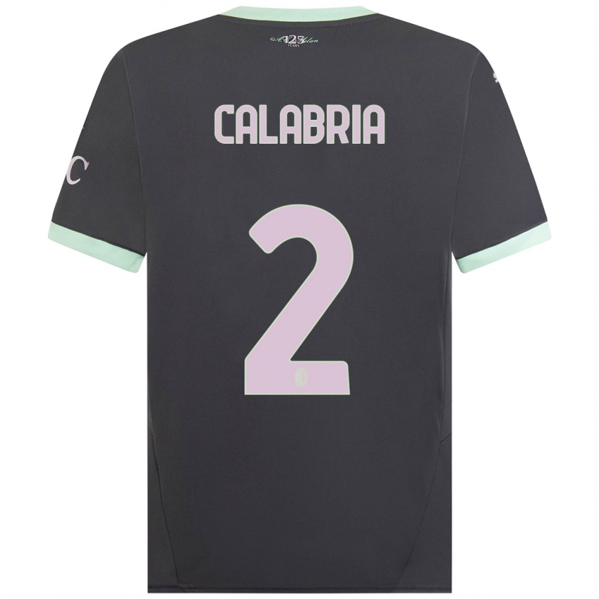 Homem Camisola Davide Calabria #2 Cinzento Terceiro 2024/25 Camisa Brasil