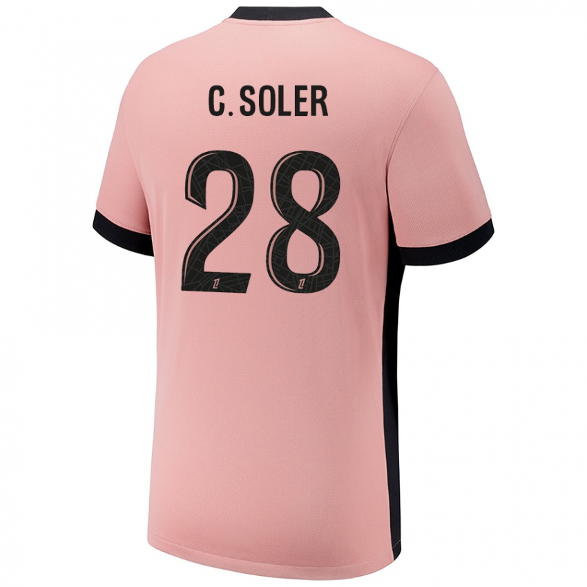 Homem Camisola Carlos Soler #28 Rosa Ferrugem Terceiro 2024/25 Camisa Brasil