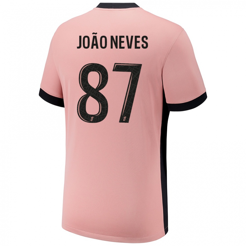 Homem Camisola João Neves #87 Rosa Ferrugem Terceiro 2024/25 Camisa Brasil