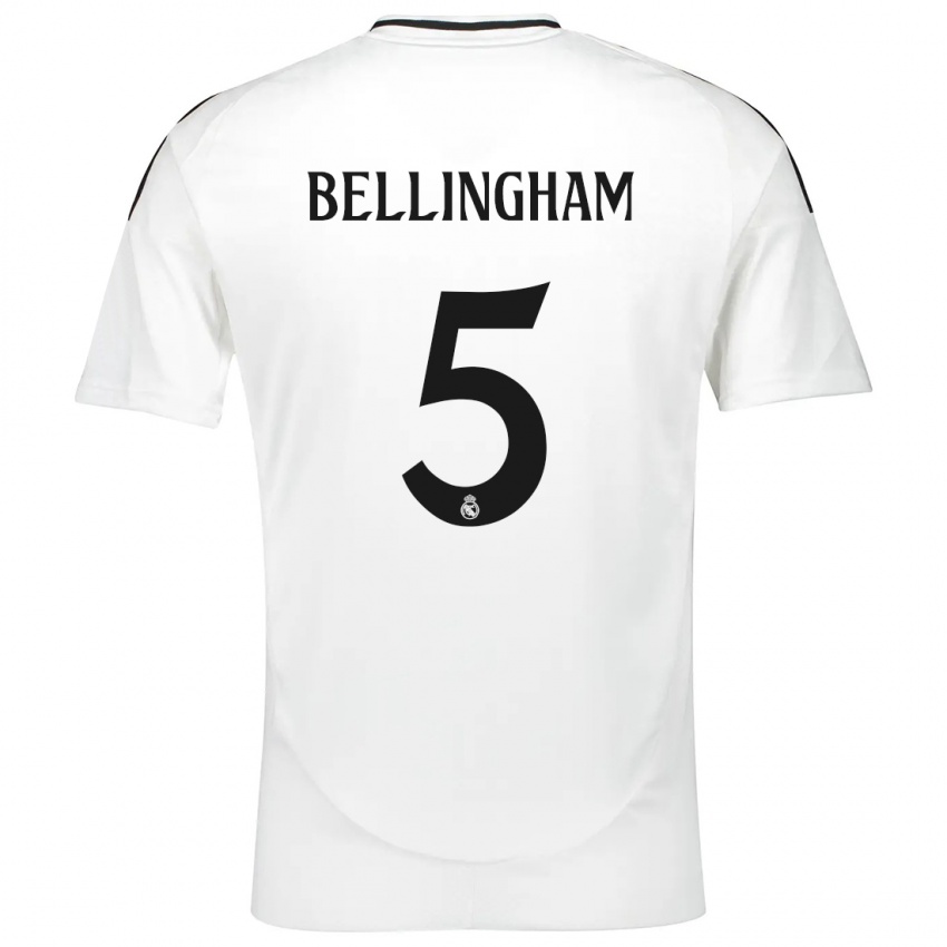 Mulher Camisola Jude Bellingham #5 Branco Principal 2024/25 Camisa Brasil