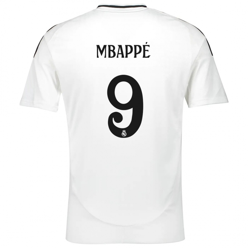 Mulher Camisola Kylian Mbappe #9 Branco Principal 2024/25 Camisa Brasil