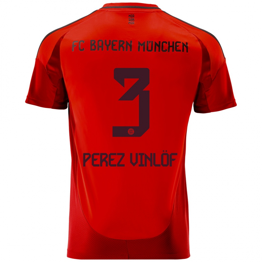 Mulher Camisola Matteo Perez Vinlöf #3 Vermelho Principal 2024/25 Camisa Brasil