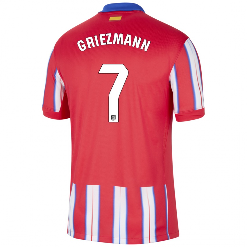 Mulher Camisola Antoine Griezmann #7 Azul Vermelho Branco Principal 2024/25 Camisa Brasil