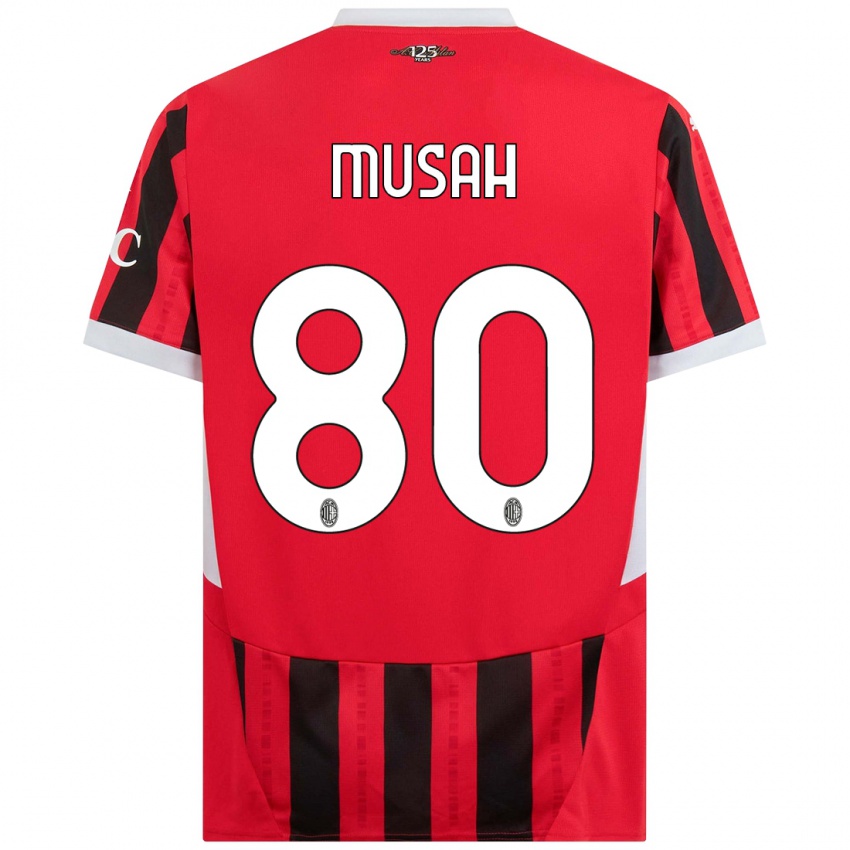 Mulher Camisola Yunus Musah #80 Vermelho Preto Principal 2024/25 Camisa Brasil